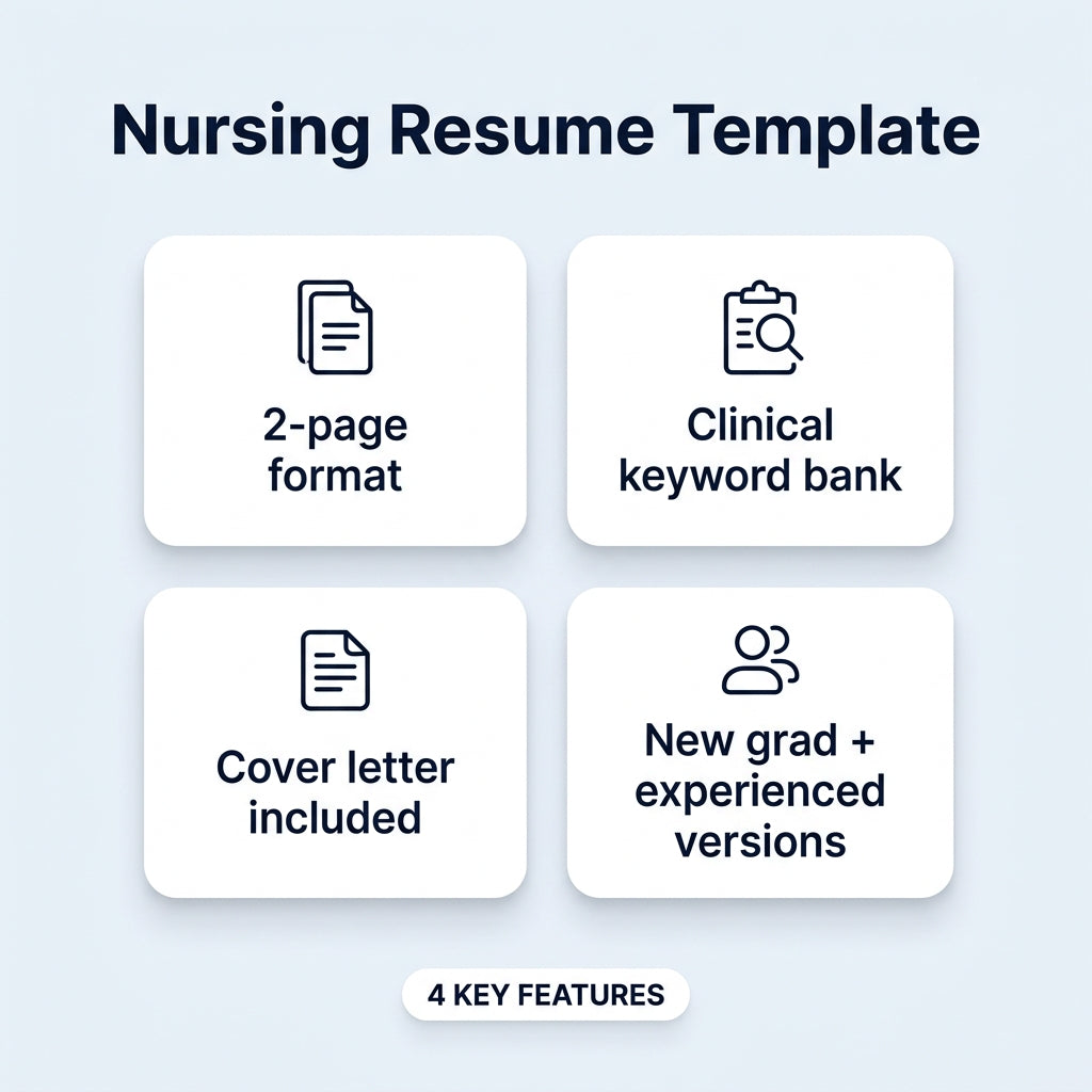 Nursing Resume Template — RN, BSN, New Grad ATS Friendly