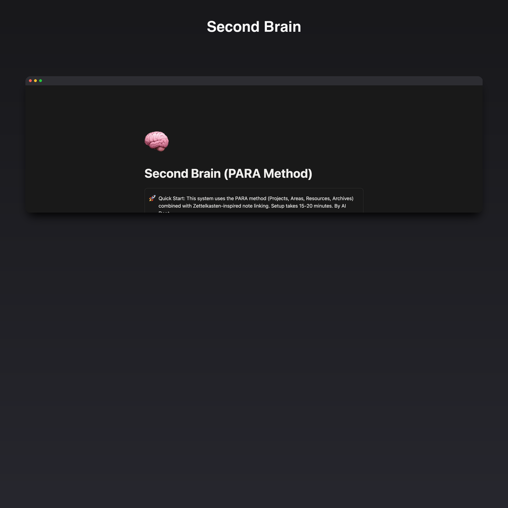 Second Brain Notion Template — PARA Method & Knowledge System