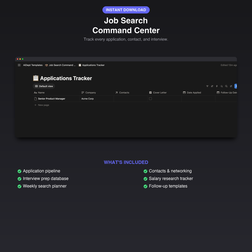 Job Search Command Center — Complete Notion Job Hunt Pipeline