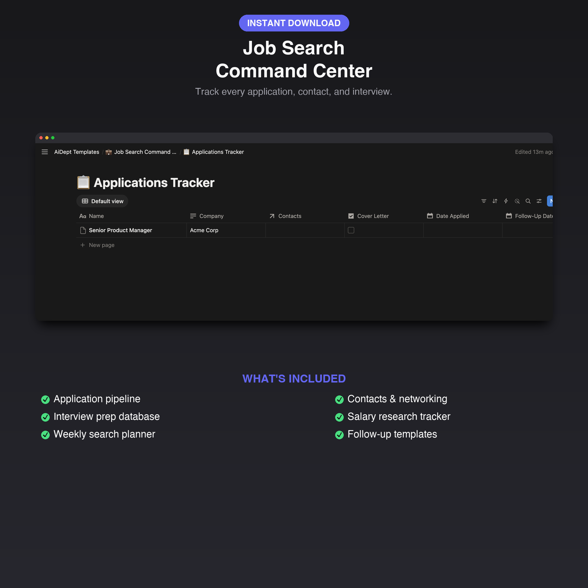 Job Search Command Center — Complete Notion Job Hunt Pipeline