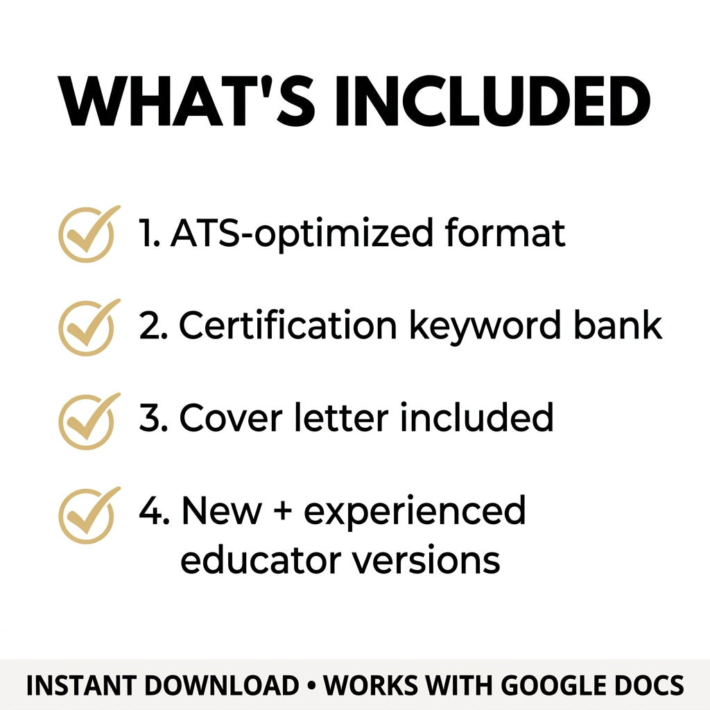 Teacher Resume Template — New Educator ATS Friendly