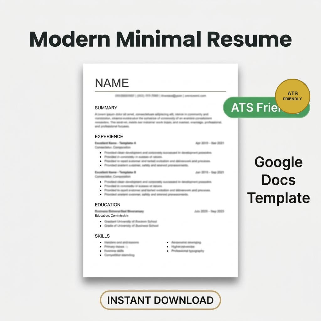 Modern Minimal Resume Template — Clean ATS-Friendly Design