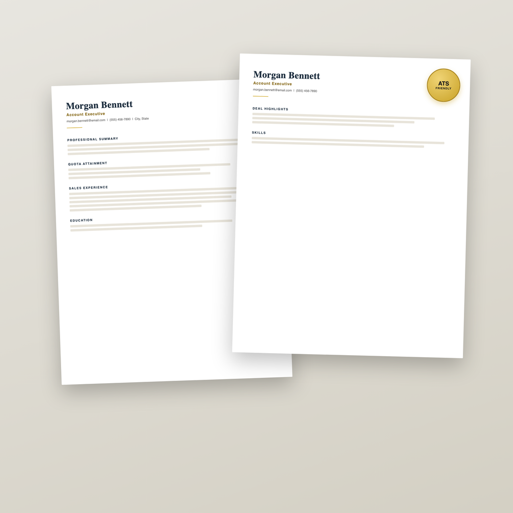 Sales Resume Template — Account Executive ATS Friendly