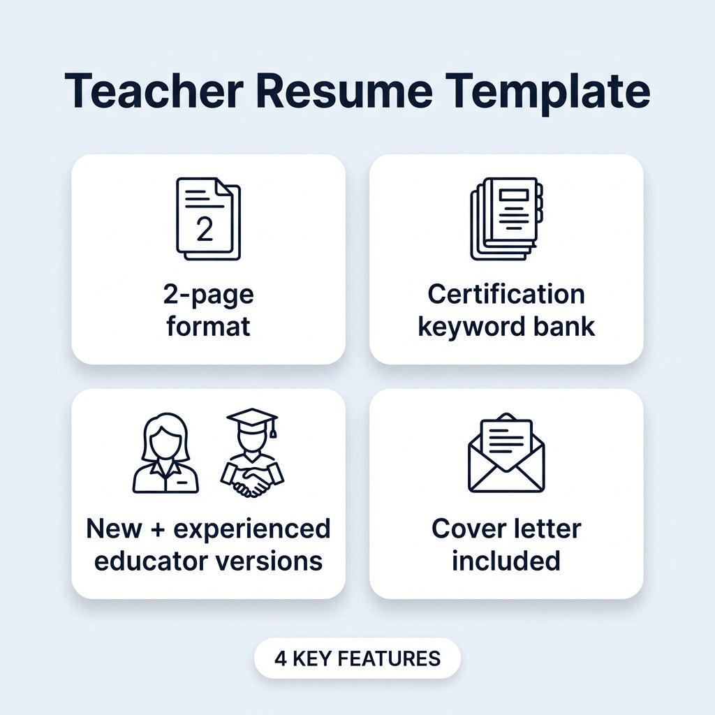 Teacher Resume Template — New Educator ATS Friendly