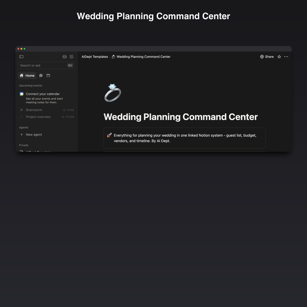 Wedding Planning Command Center — Complete Notion Wedding Organizer