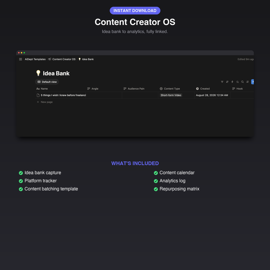 Content Creator OS — All-in-One Notion Production Engine