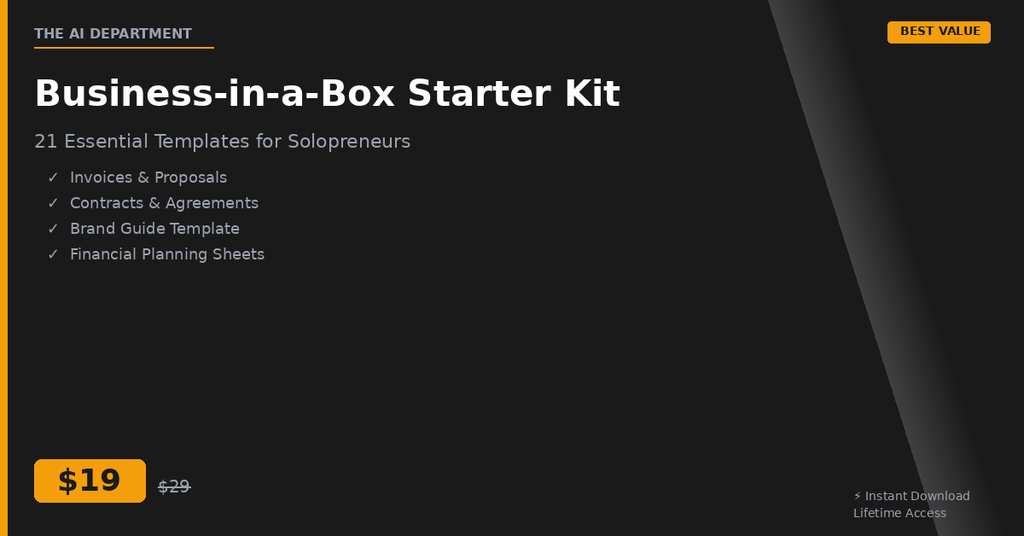 Business-in-a-Box Starter Kit — 21 Templates for Solopreneurs