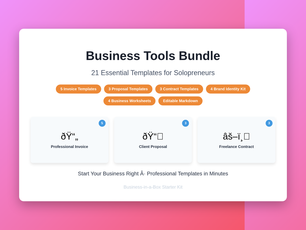 Business-in-a-Box Starter Kit — 21 Templates for Solopreneurs