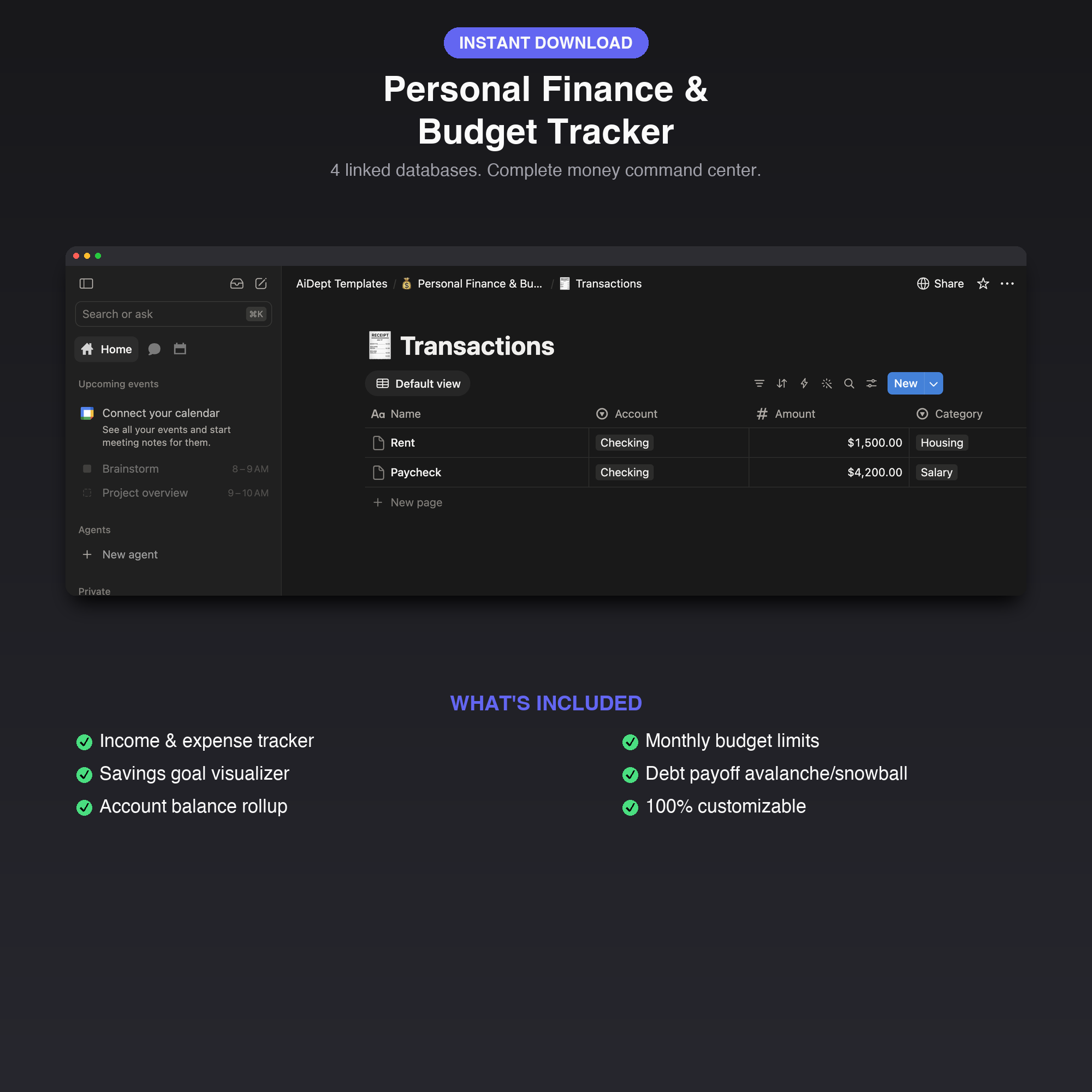 Personal Finance & Budget Tracker — Complete Notion Money Hub