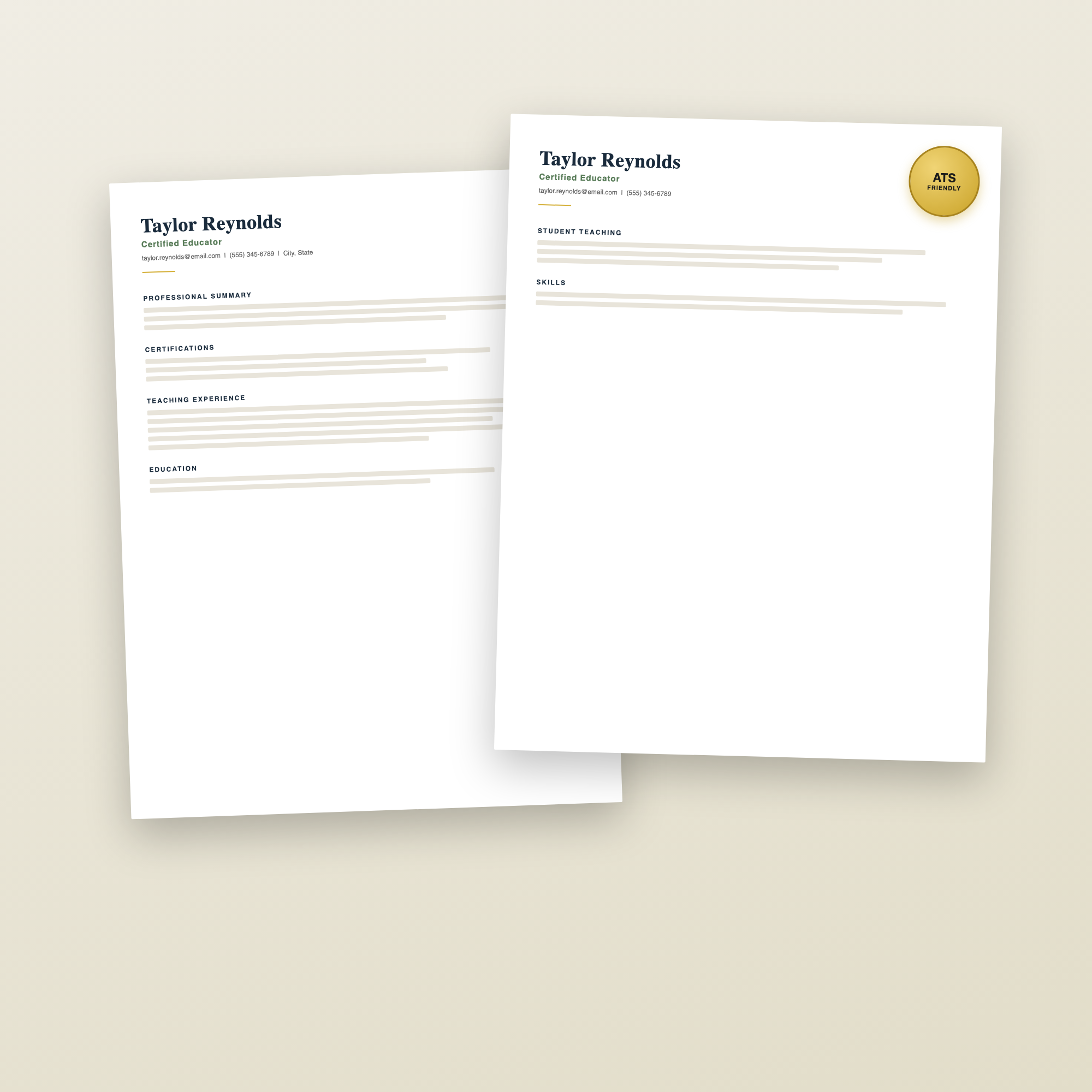 Teacher Resume Template — New Educator ATS Friendly