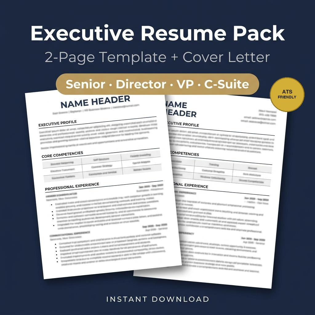 Executive Resume Template — Senior Director, VP & C-Suite (2-Page + Cover Letter)