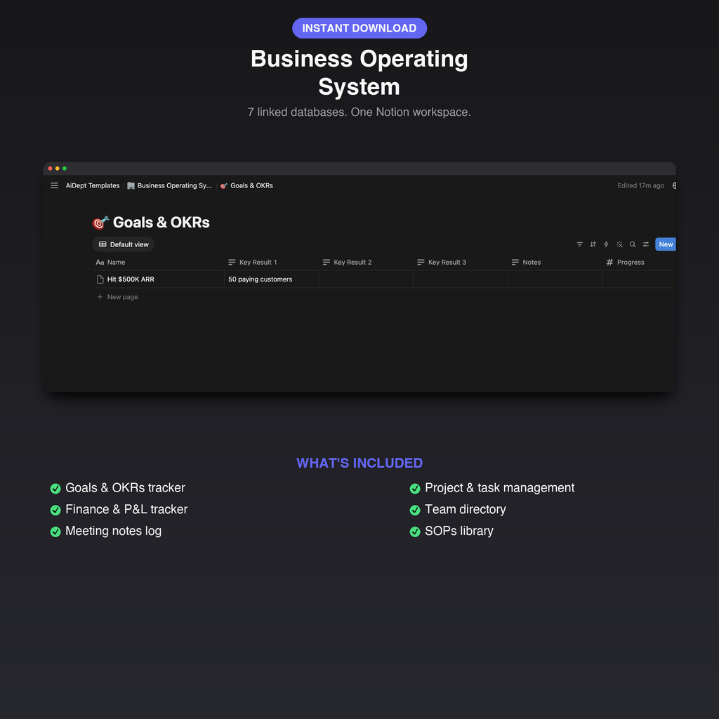 Business Operating System — Complete Notion Business Workspace