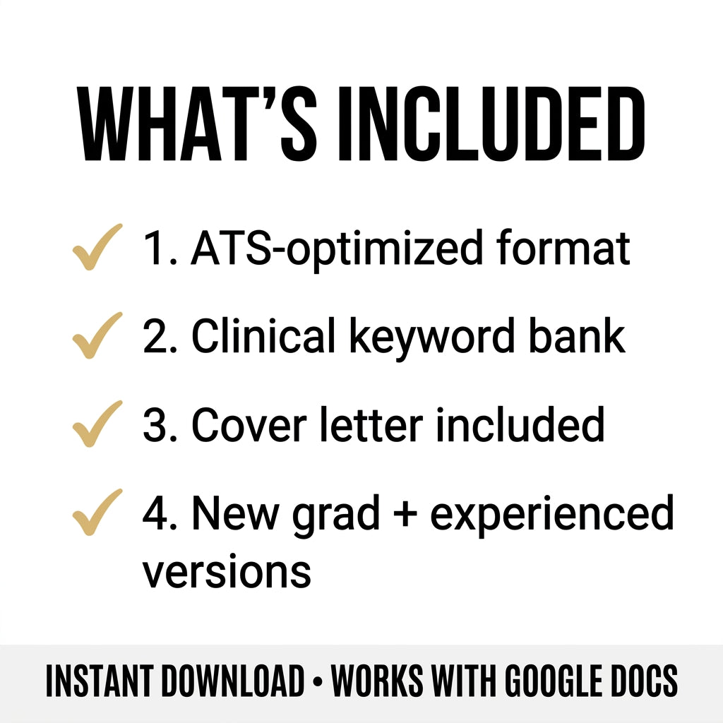 Nursing Resume Template — RN, BSN, New Grad ATS Friendly