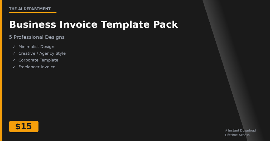 Business Invoice Template Pack — 5 Professional Designs