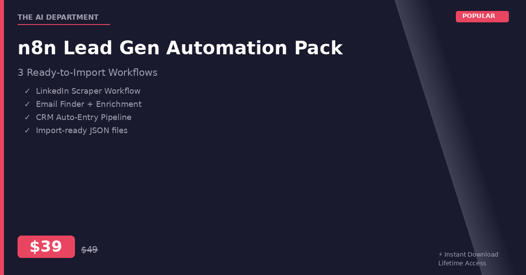 n8n Lead Gen Automation Pack — 3 Import-Ready Workflows