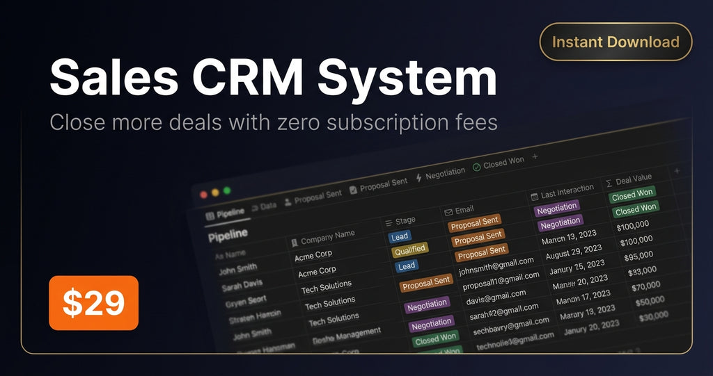 Notion CRM for Solopreneurs — Pipeline Management Without the $99/Month SaaS